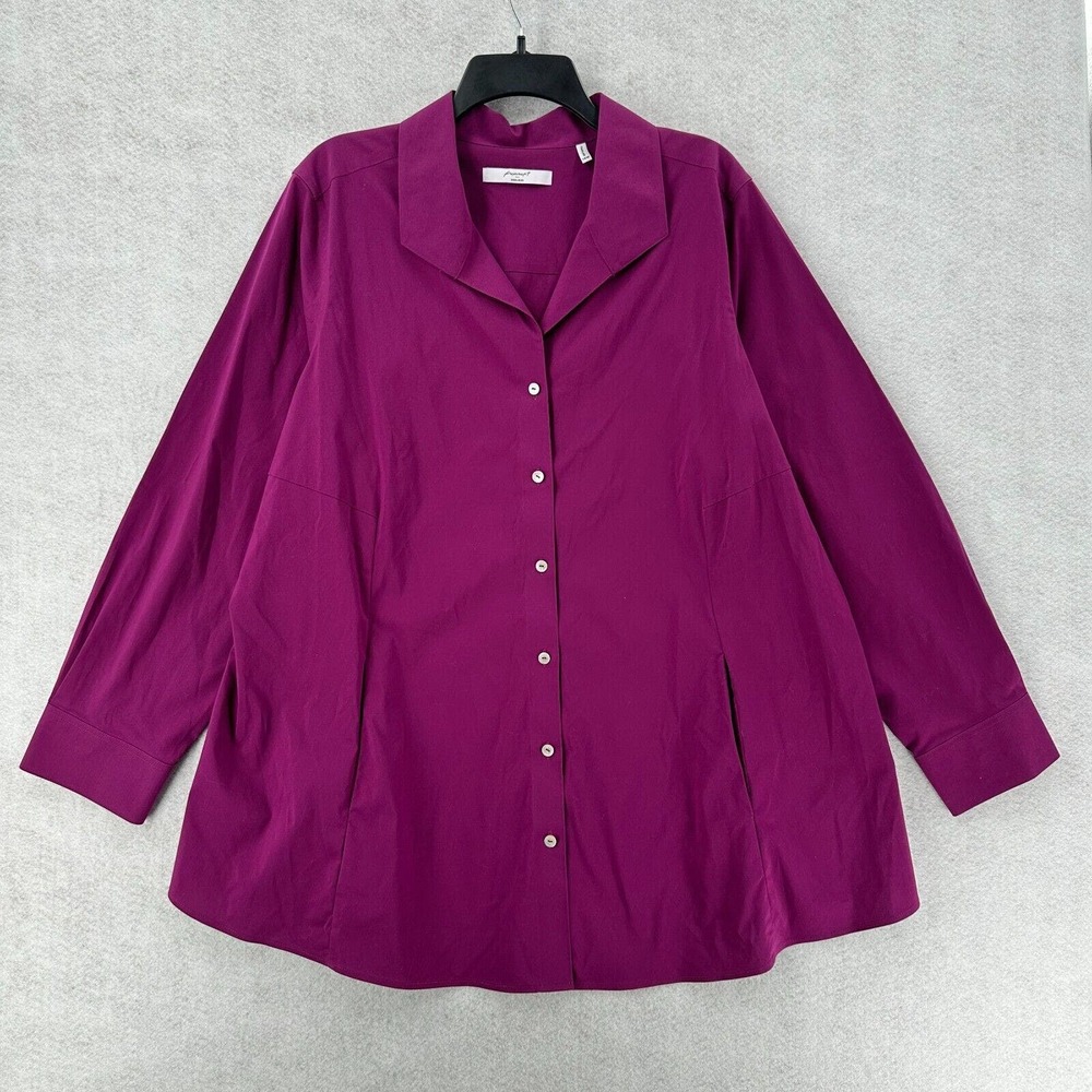 Foxcroft Shirt Women 18W Non Iron Wrinkle Free Button Up Long Sleeve Casual Pink